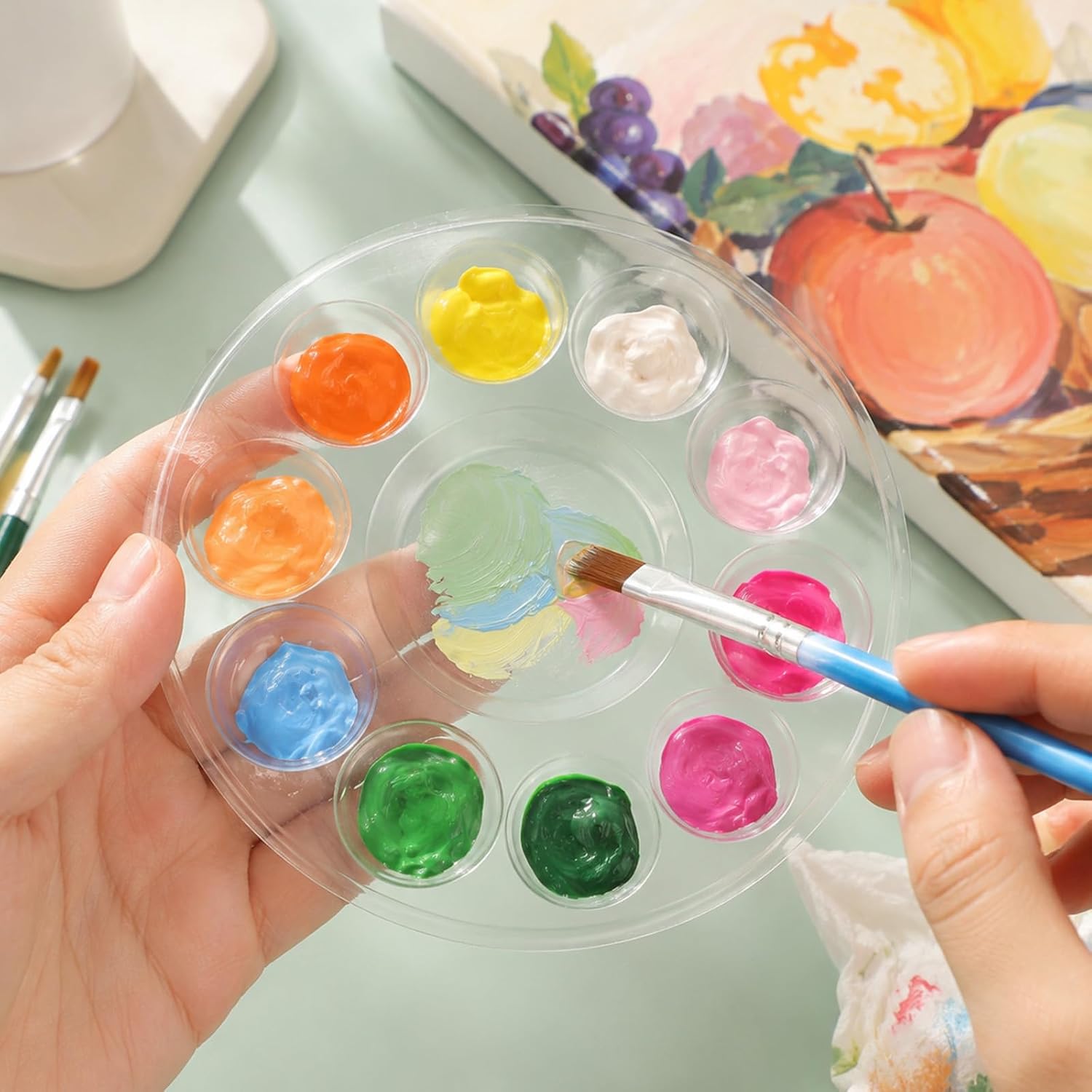 200Pcs Clear PVC Paint Palette Trays for Art,5.5 Inches