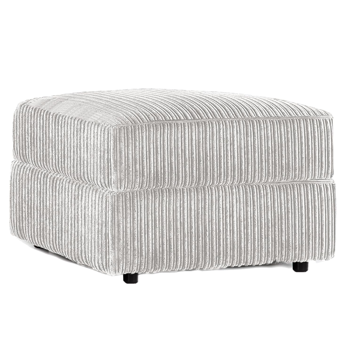 Furnishings For Less UK Delta Silver Fabric Jumbo Cord Footstool | Pouffe | Footrest (Silver, Footstool)