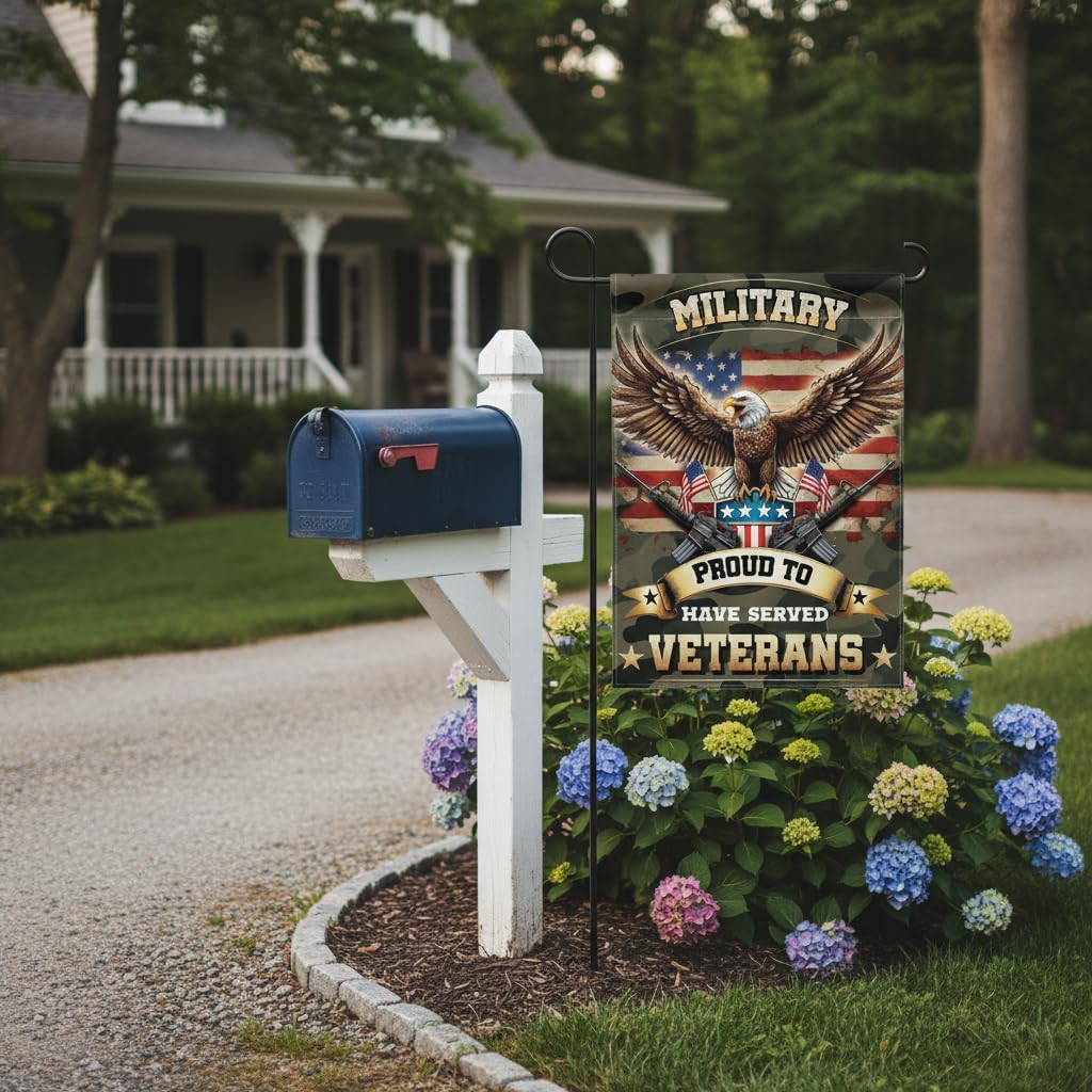 Proud Military Family Garden Flag 12x18 In Doublesided Eagle Camouflage American Flag Outdoor Decor for Army Veterans, All Service Branches, Memorial Day & Veterans Day - Image 5