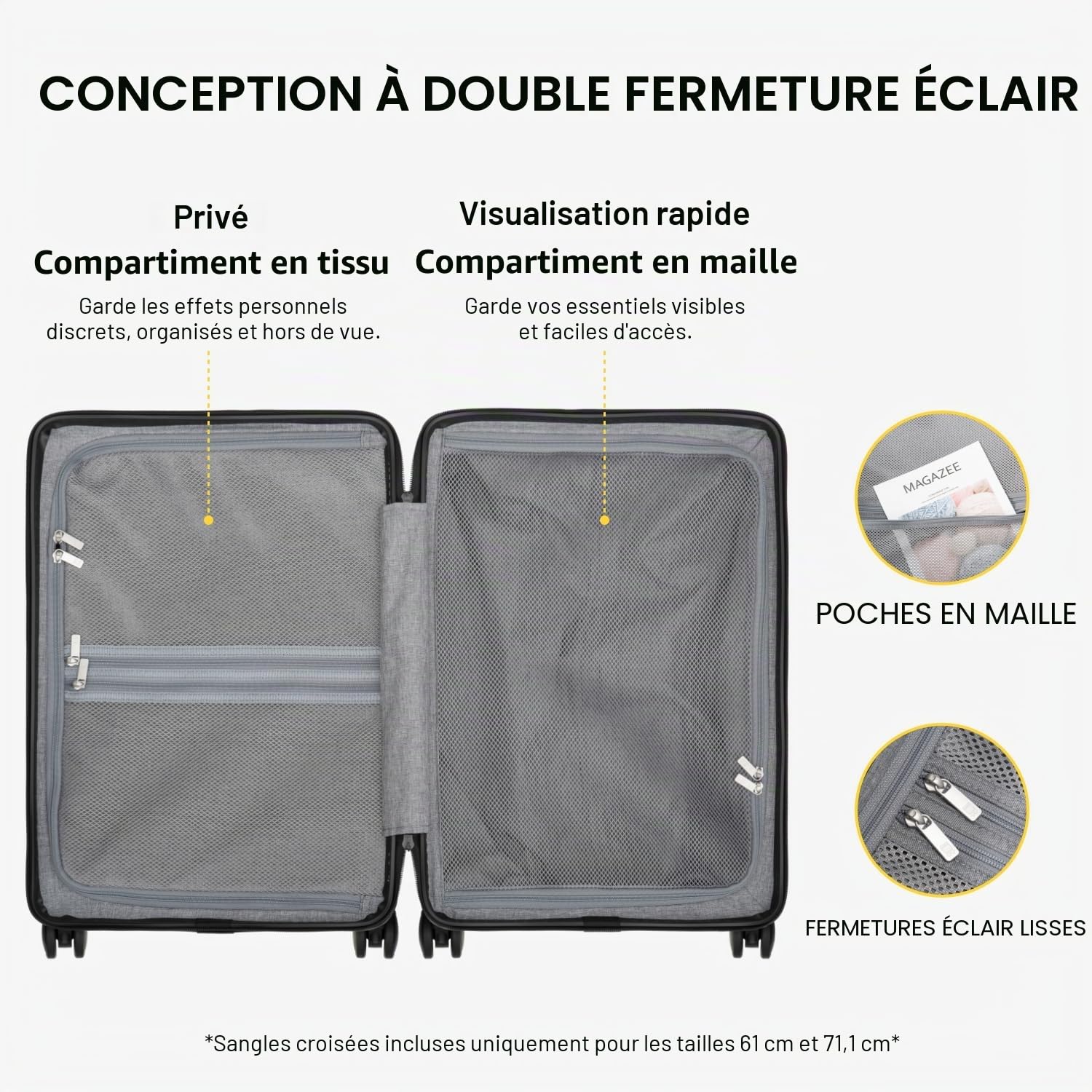 LEVEL8 Valise Cabine Élégant Micro Diamant Structuré Design Bagages Cabine Trolley Rigide Valise de Voyage avec 4 roulettes Doubles Pivotantes et Serrure TSA, 55x37x23CM, 40L, Gris Foncé