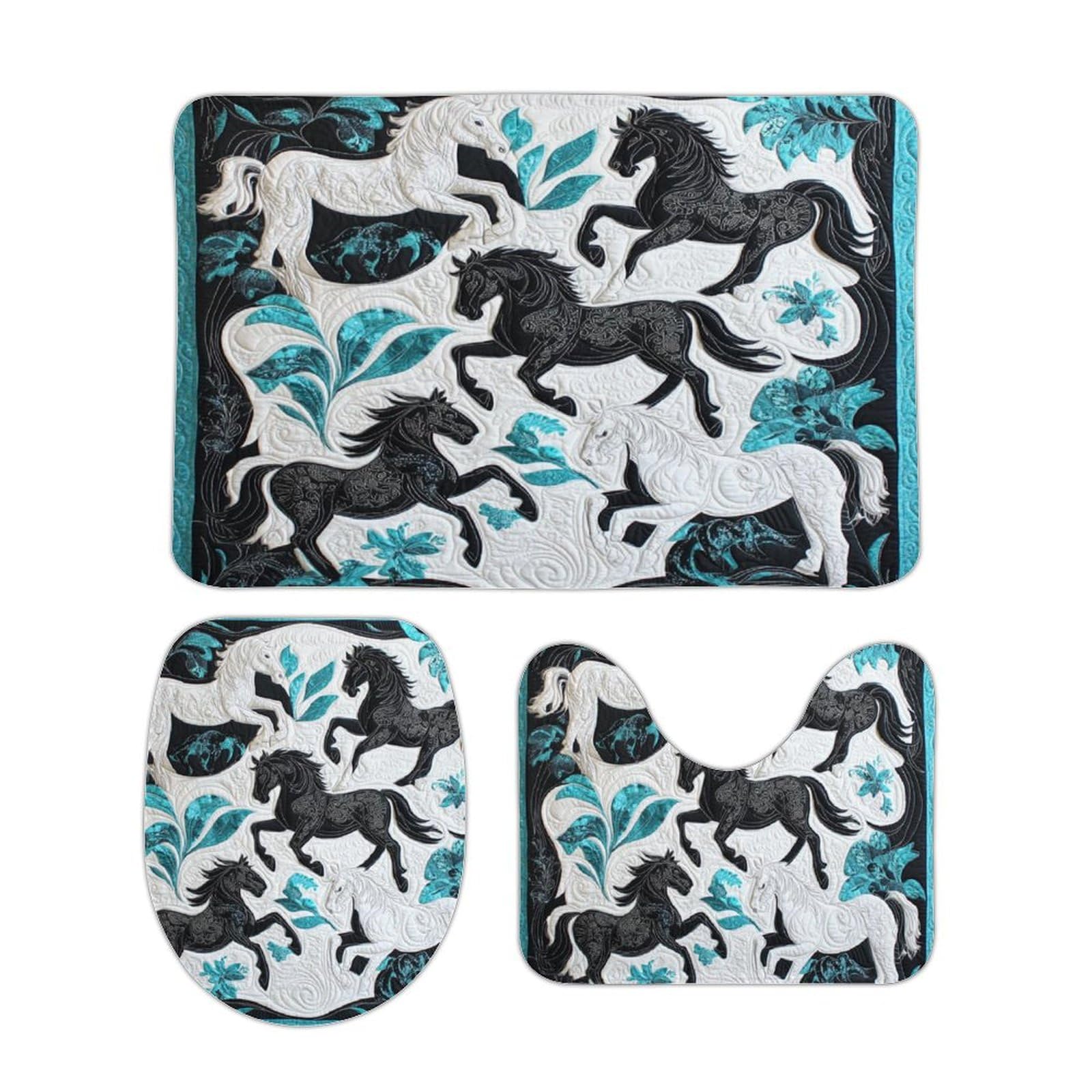 Tapis de salle de bain antidérapant motif cheval pour éviter les glissades sur sol humide