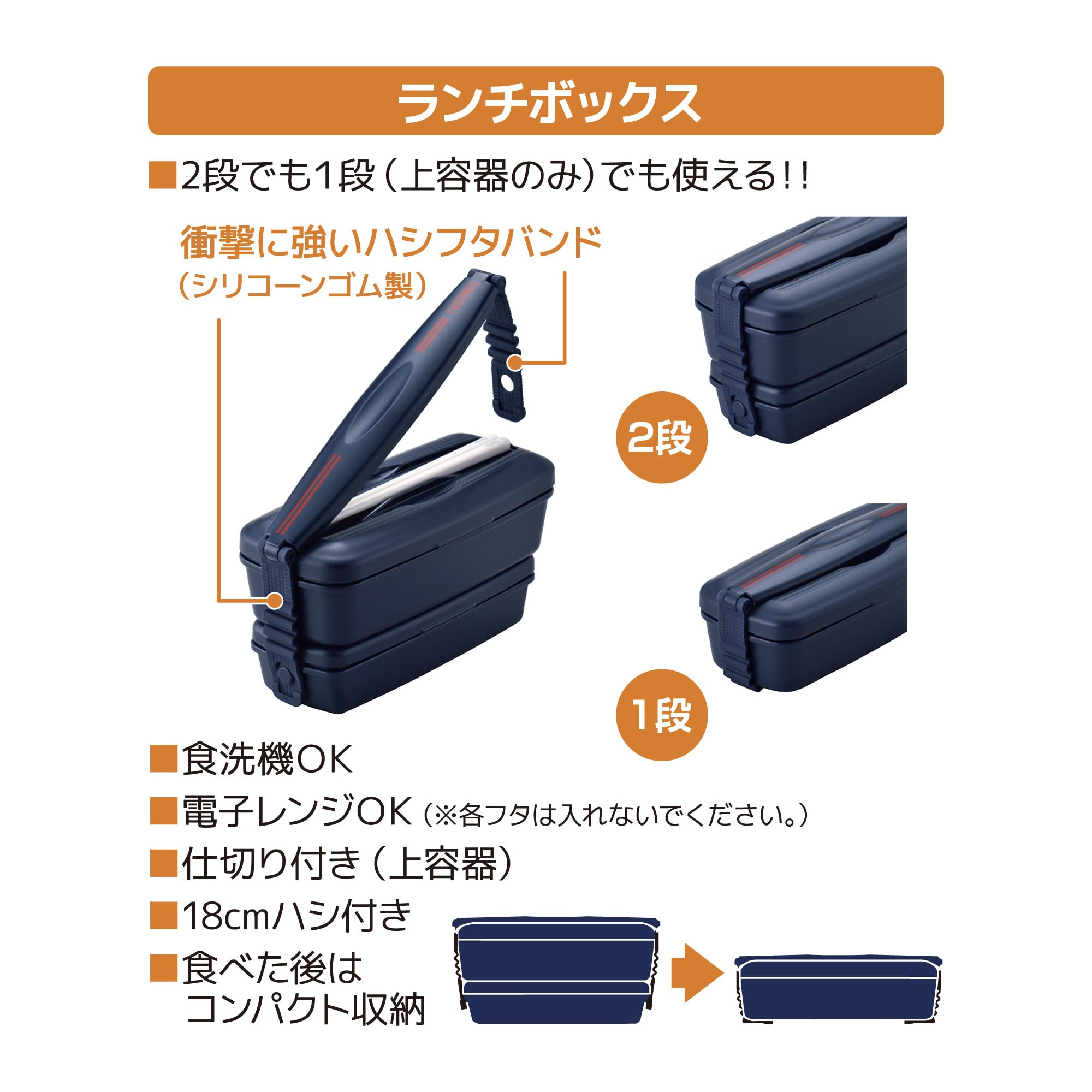 サーモス(THERMOS) DJB-906W DPNV DJB-06 Fiambrera, polipropileno, azul marino profundo