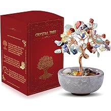 Crystal Tree of Life for Home Office Decor, Colorful | Gem Tree and Ceramic Flowe for Women on Mothers Day Birthday Wedding Anniversary Thanksgiving Day, Housewarming