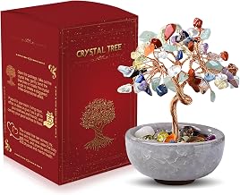 Tree of Life Rose Quartz, Chakra Stones Objects, Lucky Charm, Feng Shui Stones and Crystals, Reiki Meditation Objects for Home Decoration Birthday Gifts