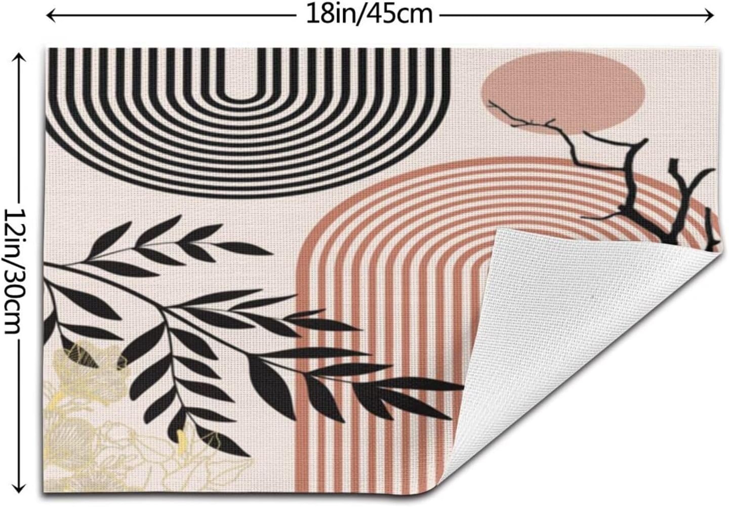 Abstract Mid Century Plant Placemats Boho Retro Tropical Palm Sun Arch Minimalist Modern Aesthetic Geometric Washable Place Mats 12x18Inch for Dining Kitchen Farmhouse Decor 6 PCS