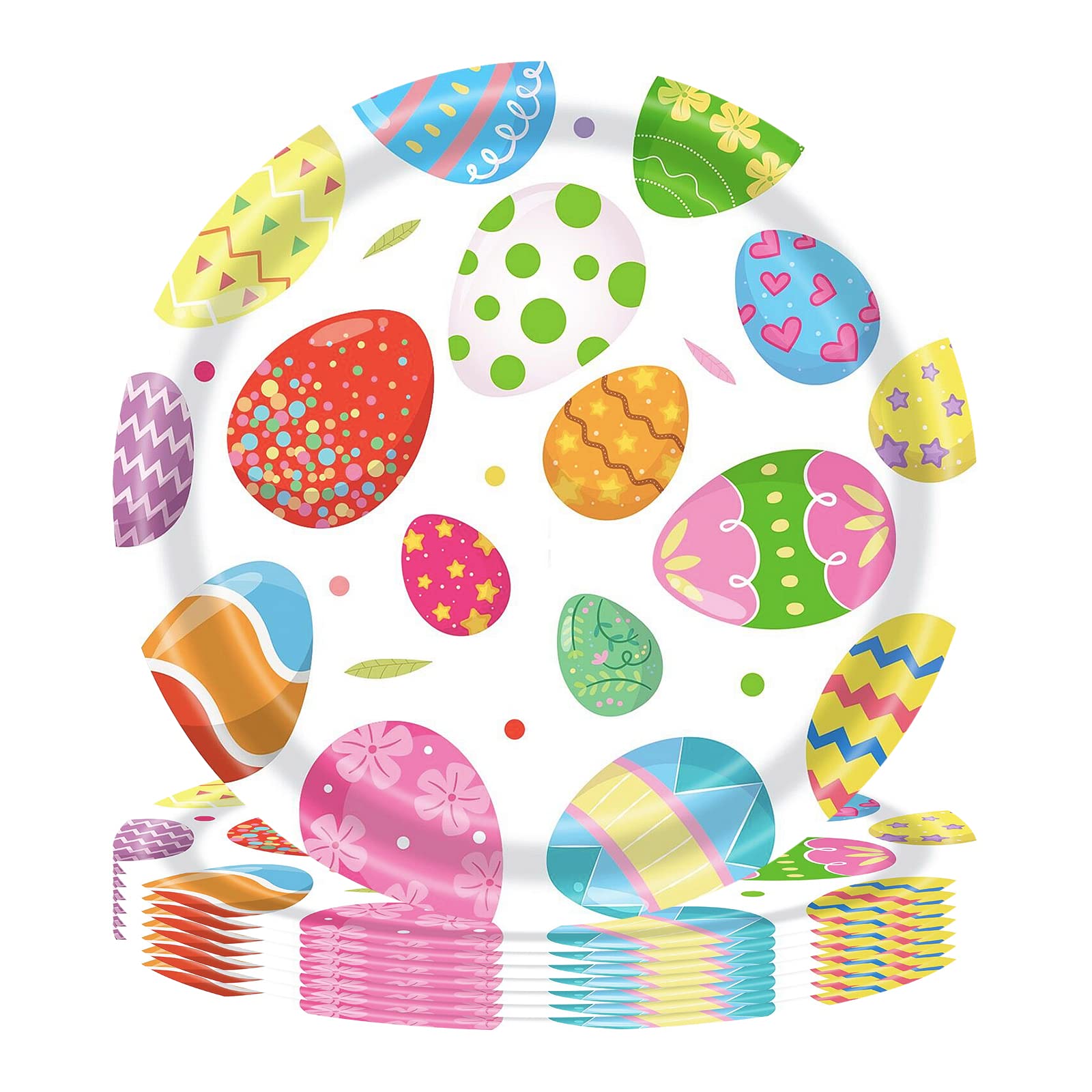 16Pcs Easter Party Paper Plates,Pink 9 inch Paper Plate Happy Easter Tableware Decor Easter Dessert Plates Pink Eggs Pattern Disposable Paper Plate for Kids Adults Easter Party Supplies Table Decors