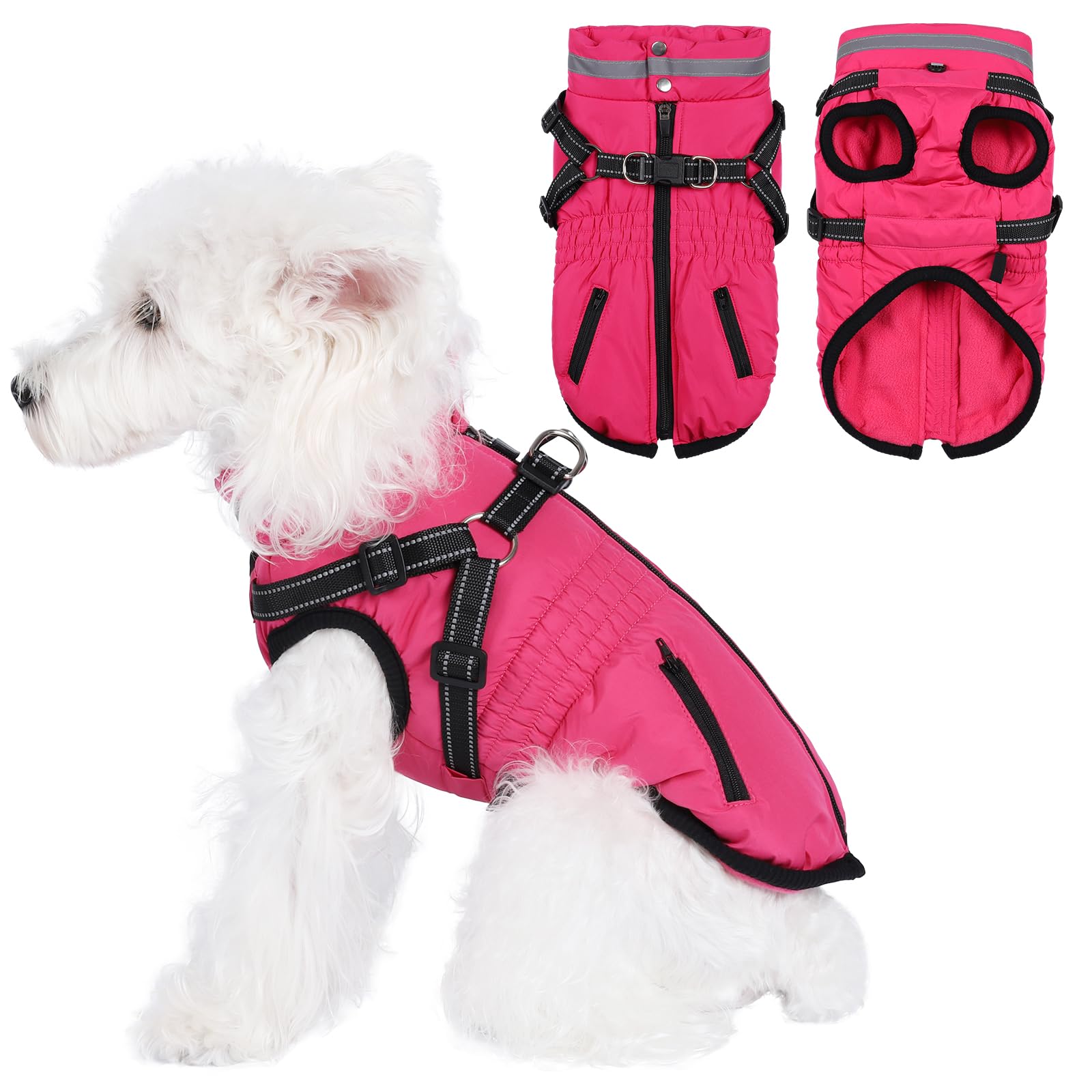 Savlot Hundemantel mit Geschirr wasserdichte Hundejacke, Gepolsterte  Hundeweste Reflektierende Hundekleidung mit Reiverschluss : Amazon.de:  Haustier
