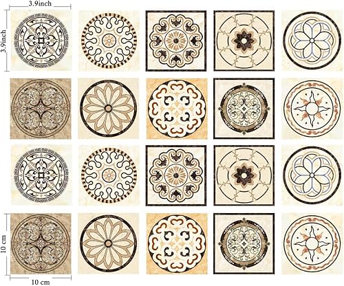 Miniatura 4 de Juego de adhesivos de Poromoro para baldosa estilo azulejo español o portugués, protegen contra salpicaduras, se desprenden y se adhieren, juego de