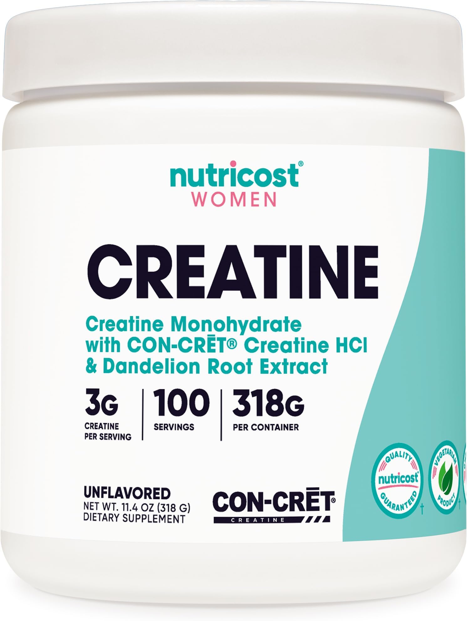 NutricostCreatine Monohydrate Powder for Women, Micronized, Unflavored, 100 Servings - Vegetarian, Non-GMO, Gluten Free