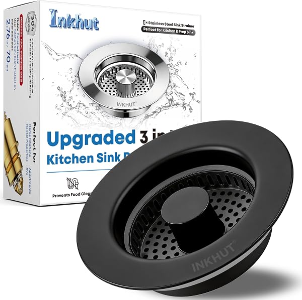 Upgraded 3 in 1 Kitchen Sink Drain Strainer - Stainless Steel Sink Stopper, Anti-Clogging Food Catcher Basket, Sink Boun