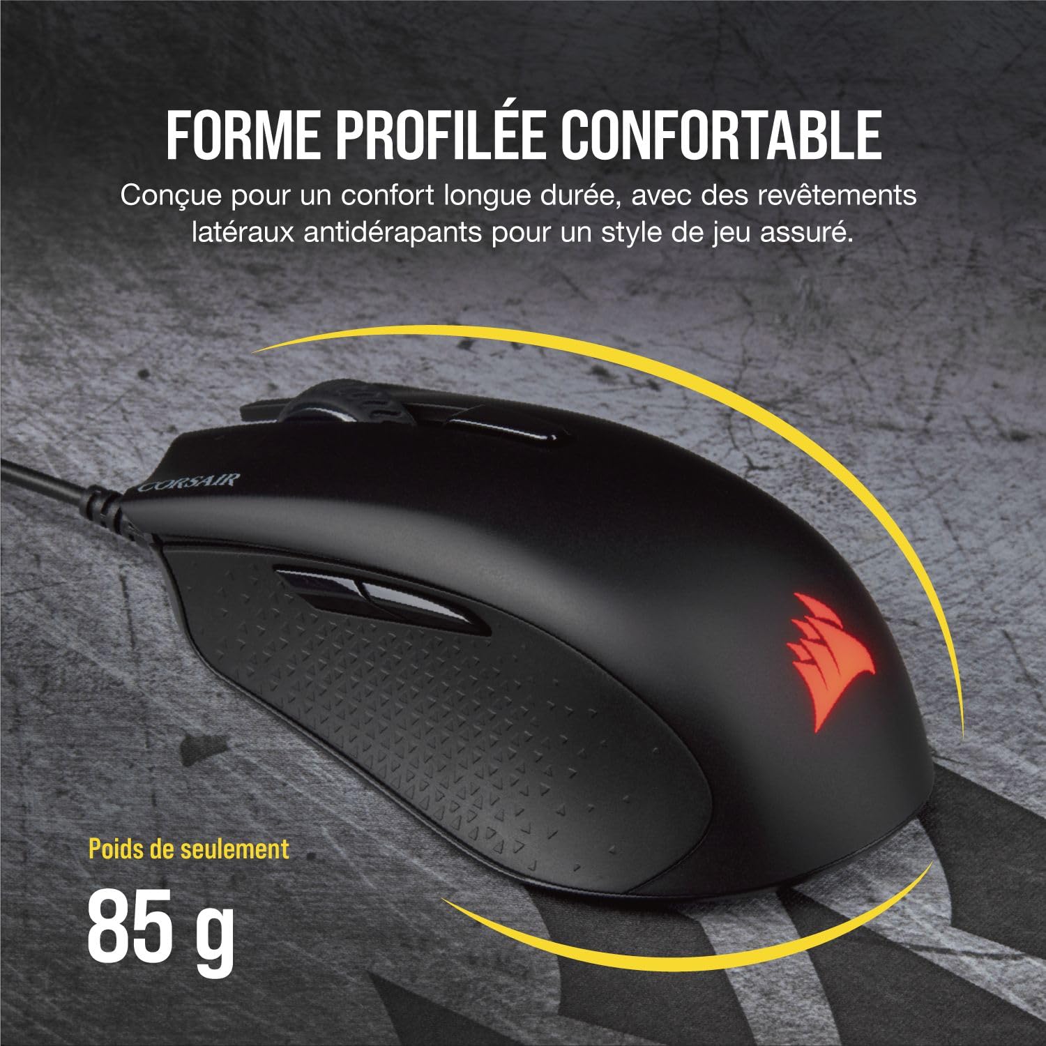 Corsair Harpoon Pro RGB, FPS/MOBA Souris Gaming, 12000DPI – Noir | Optique Capteur, Légère, 6 Boutons Programmables, Rétroéclairage LED