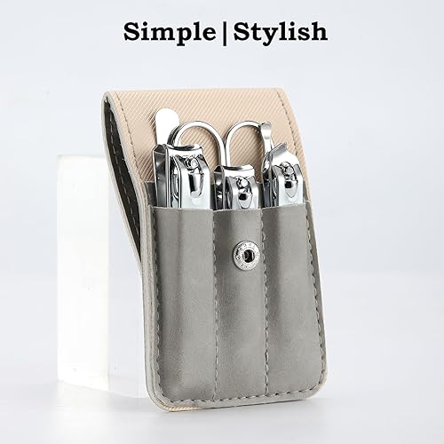 Miniatura 10 de Juego de cortaúñas para mujeres, 6 piezas, cortaúñas, relleno de calcetines de Navidad para adultos (rosa)