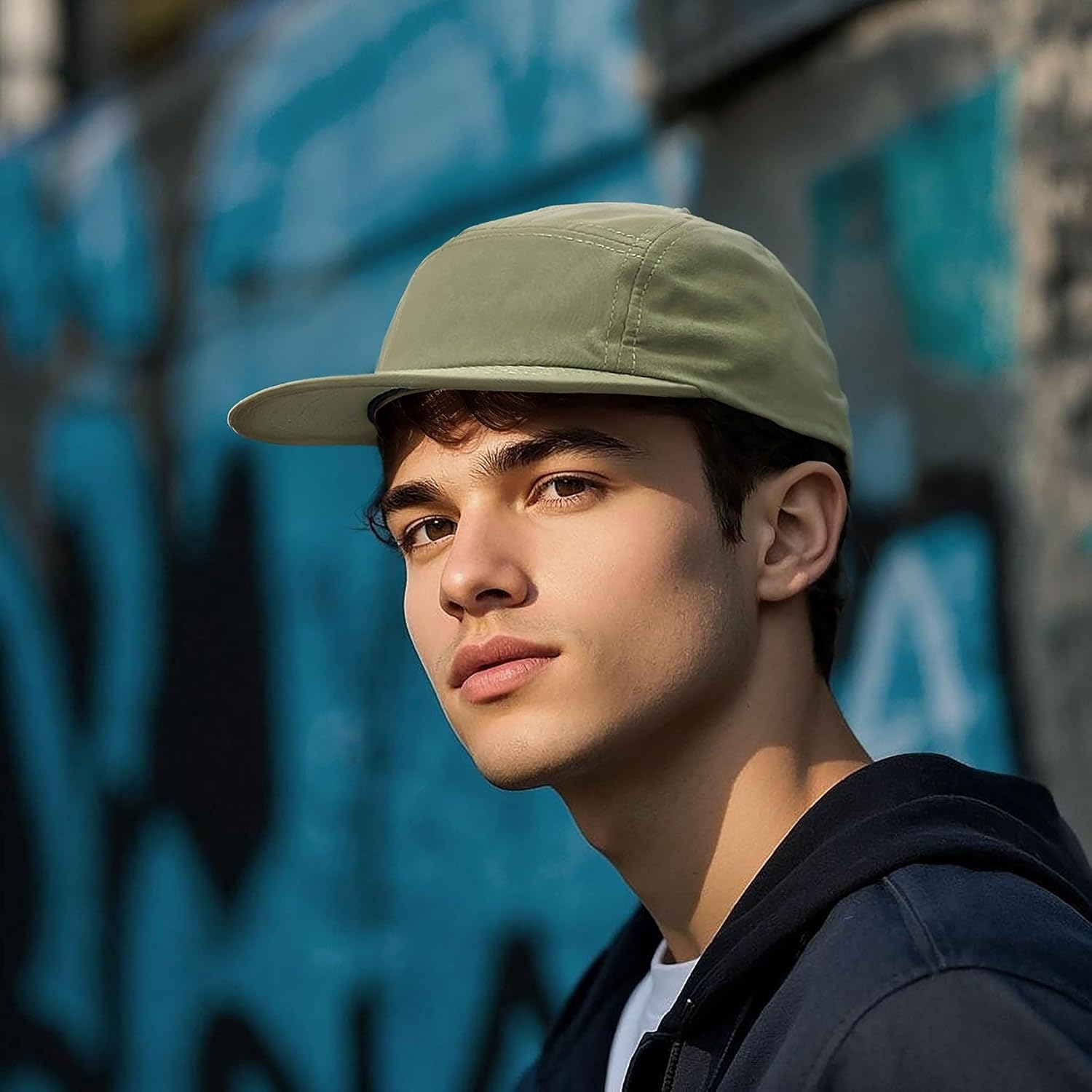 Croogo 5 Panel Short Brim Baseball Cap Casual Trucker Hat Flat Bill Sport Cap Solid Color Umpire Dad Hats Fitted Caps - Image 2