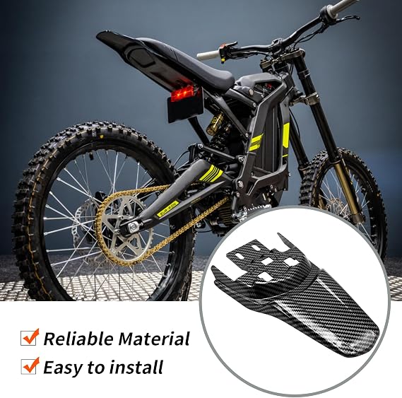 Motorcycle Rear Fender, Plastic Back Mudguard Protector, Lightweight Wear-resistant Back Fender, Replacement for Sur-Ron X S Black (Carbon Fiber Pattern)