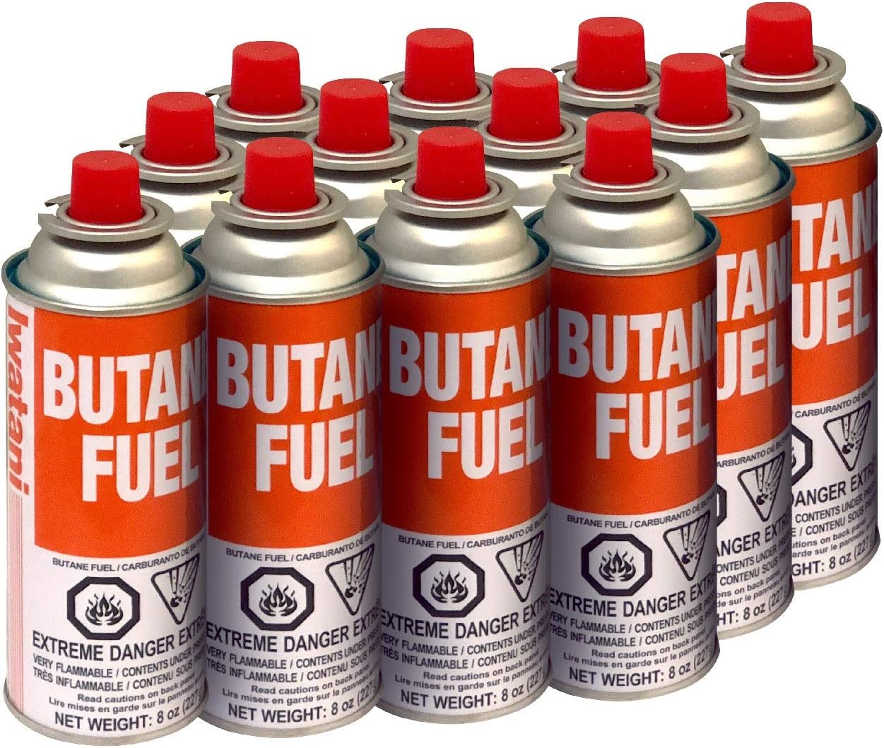 Iwatani BU-6 CassetteFeu Butane Fuel Canister for Butane Stove & Torch Refills, 8-Ounce (Set of 12)