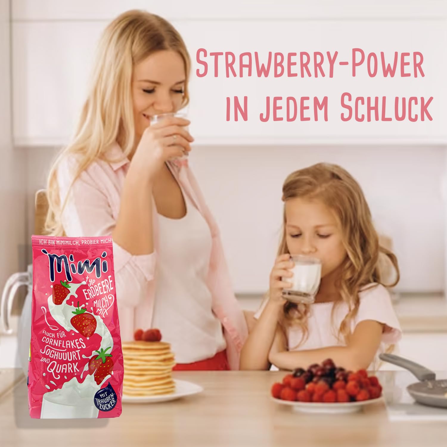 Mimi miks do mleka truskawkowego w proszku 24 x 400 g, mieszanka mleka - opakowanie uzupełniające - rozpuszczalne w mleku napoje mleczne - mieszanka napojów do dzielenia się z rodziną