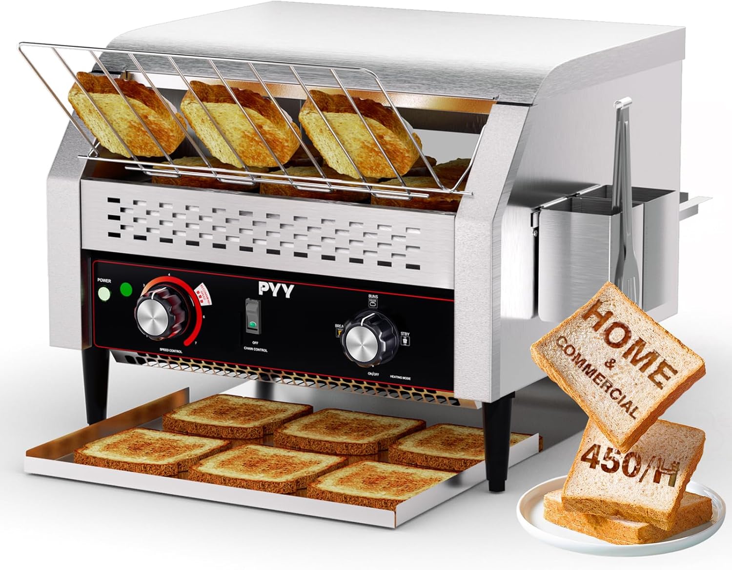 PYY Commercial Conveyor Toaster – Electric Industrial Belt Toasters Oven, 450 Slices/Hour Heavy Duty, Stainless Steel for Bun Bagel Bread Waffle Restaurant Buffet PYY Commercial Conveyor Toaster – Electric Industrial Belt Toasters Oven, 450 Slices/Hour Heavy Duty, Stainless Steel for Bun Bagel Bread Waffle Restaurant Buffet