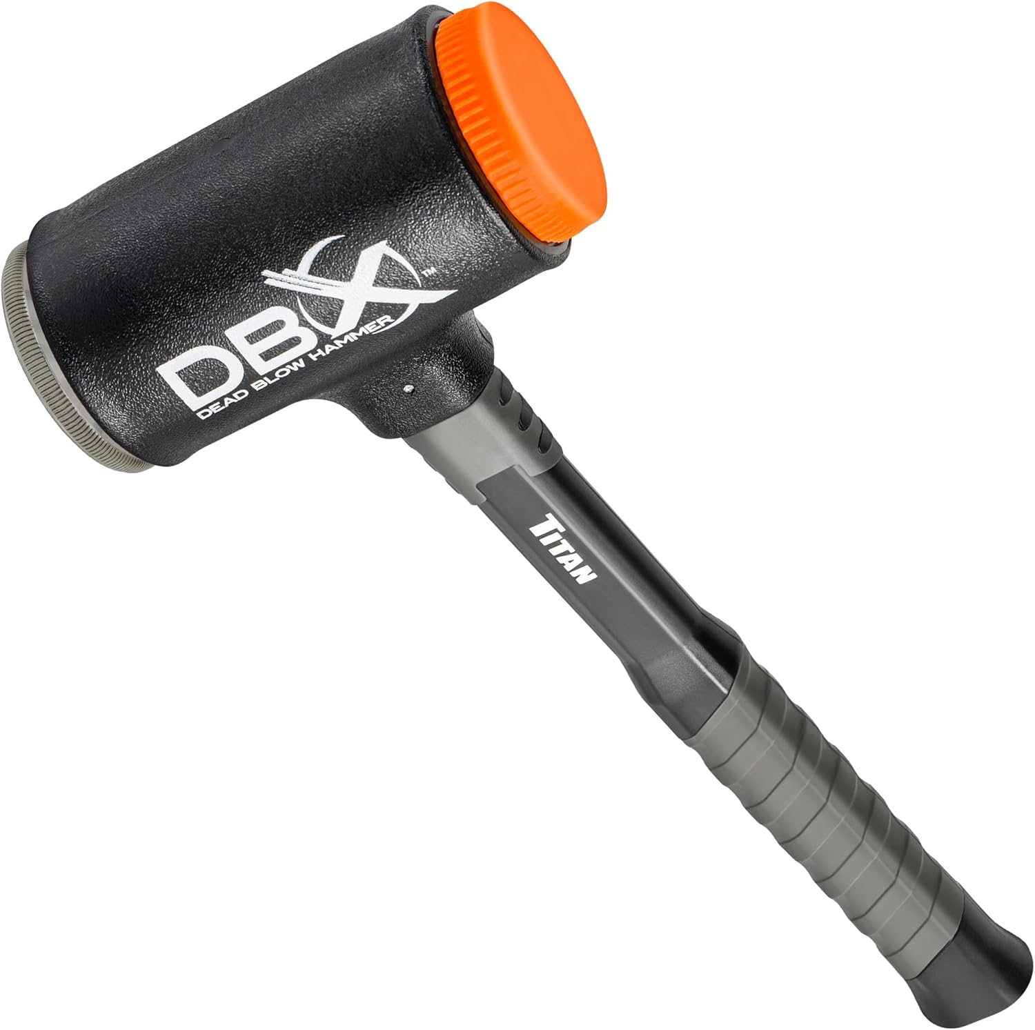 Titan DBX 63645 45oz Dead Blow Hammer with Interchangeable Polyurethane Striking Faces, Rebound Resistant, 15" Shock Absorbing Fiberglass Handle with Textured Grip