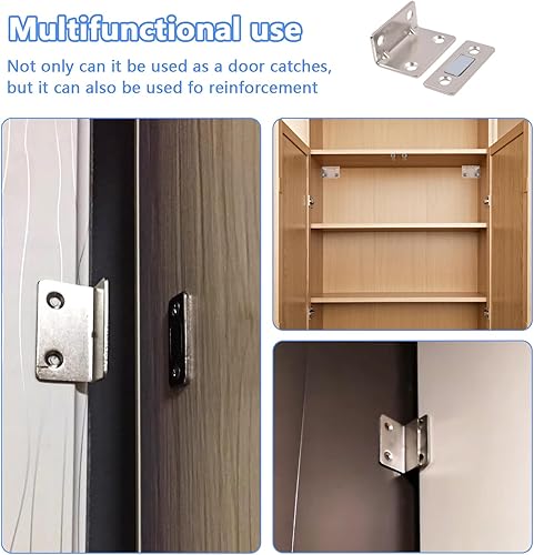 Miniatura 7 de Paquete de 4 pestillos magnéticos para gabinete, en forma de L, ultradelgado, para puerta de gabinete para cajones magnéticos, cierre magnético para