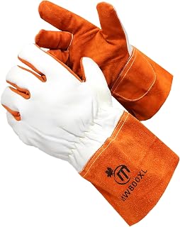 MapleWeld MW800 Kevlar® Thread White & Brick Red Cowgrain Leather Welding Gloves