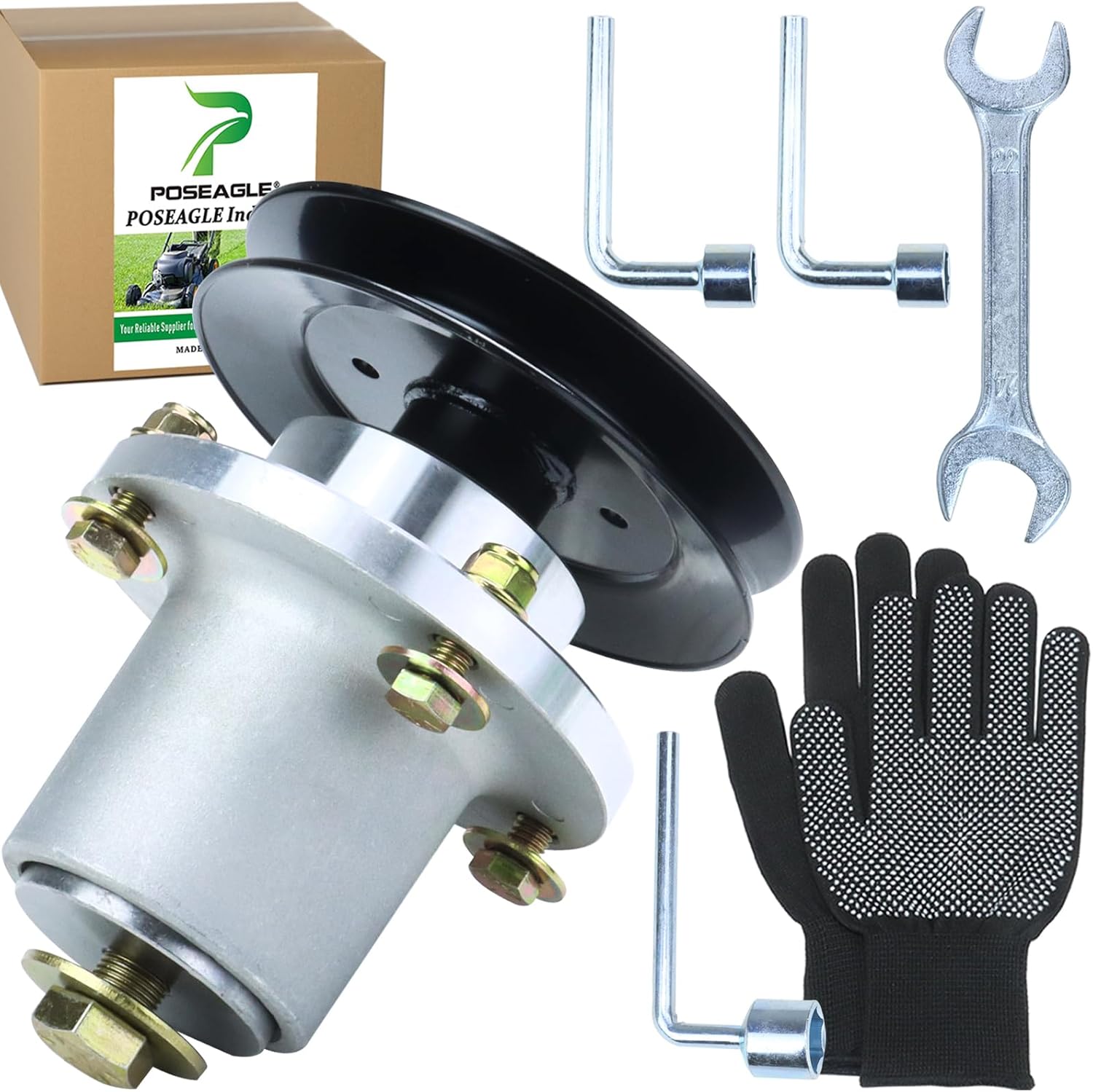 037-2000-00 Spindle Bad Boy with 033-4890-00 Pulley Replace Bad Boy Mower Parts 037-2050-00 037-2000-00, 037200000, 037 2000 00 for Bad Boy Mz Magnum 54, Magnum Mz 54, Zt Avenger 54 Decks