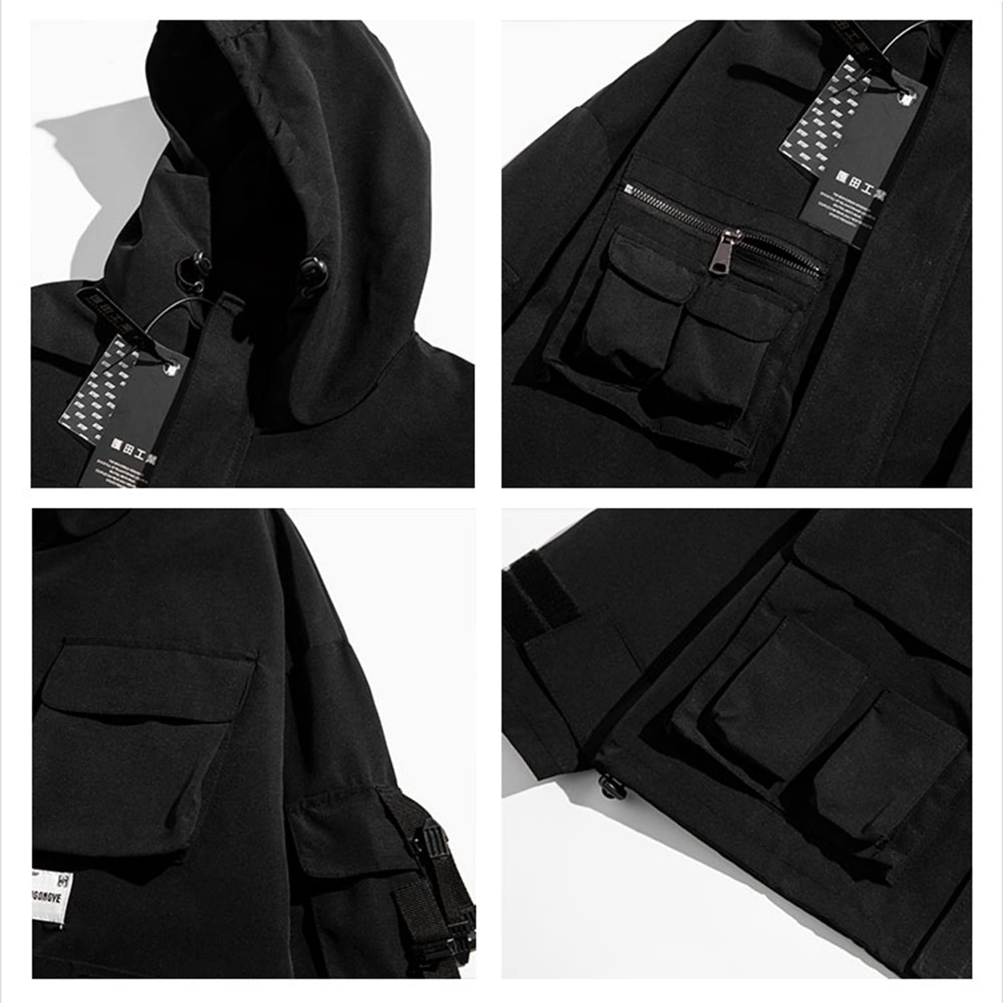 XYXIONGMAO Gotyckie ubrania taktyczna odzież techniczna kurtka z zamkiem błyskawicznym wiatrówka z kapturem streetwear kurtki dla mężczyzn