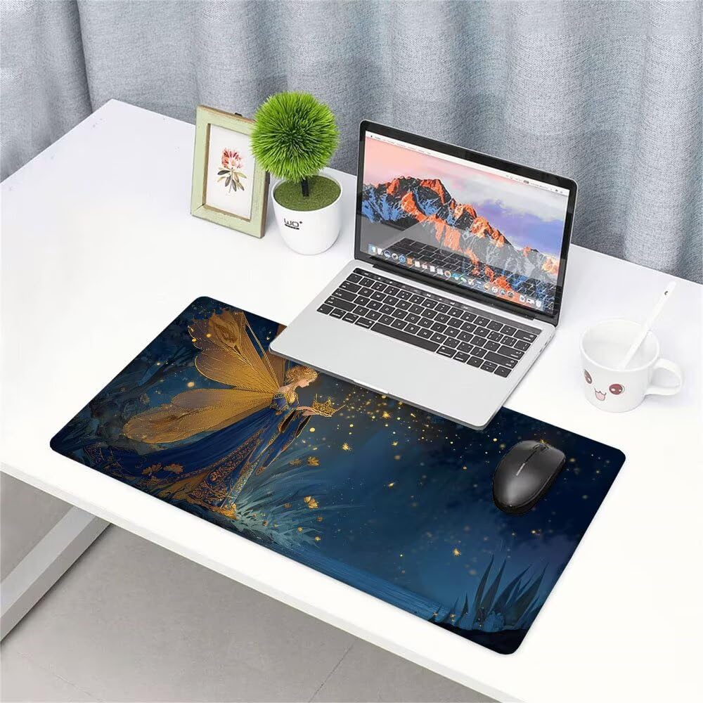 Alfombrilla de Mouse para Juegos, Nero, XXL, Antideslizante, Impermeable, Diseño de Elfo, Extendido, Grande, 1200x600x3mm, para PC, Laptop, Ufficio, Famiglia d-379