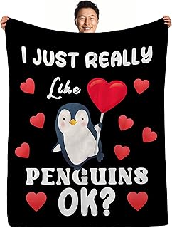 Penguin Blanket Cute Penguin Throw Blanket for Kids Teens Adults Penguin Baby Blanket Penguins Themed Gifts Flannel Blanket Lightweight,Soft,Comfortable,Warm for Bed Couch Living Room
