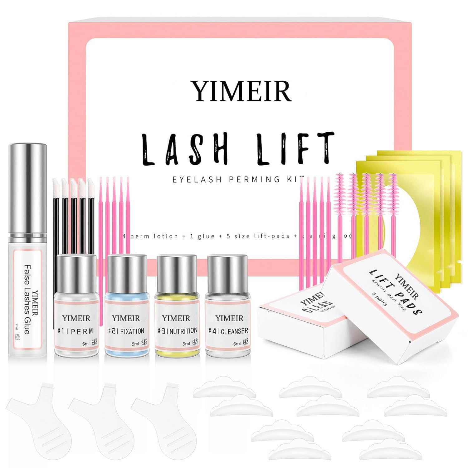 Kit Laminazione Ciglia,YIMEIR laminazione ciglia kit completo,Ciglia Lifting Set,Lash Lift Kit,Kit Extension Ciglia,Adatto Per Salone e Uso Domestico(2024 Versione Aggiornata)