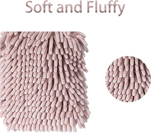 Miniatura 3 de PIAOPIAO Paquete de 2 toallas de mano de chenilla de animales lindos, toalla de mano de bola mullida con bucle, toallas de mano colgantes para baño,