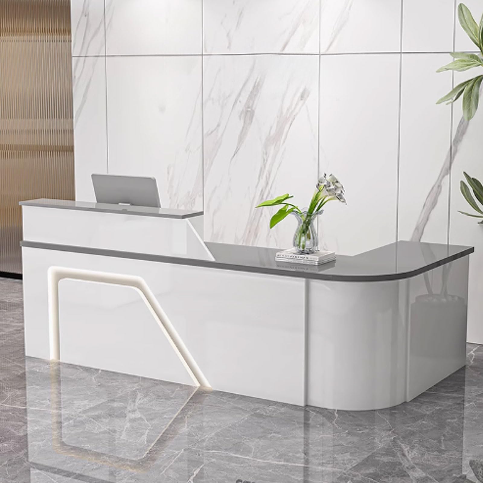 Sk Moderno Recept Desk per Ufficio & Ingresso, Bianco & Grigio 120 cm Altezza Contatore per Aziende & Aree Recept, Ele Design per Professal Envirnts