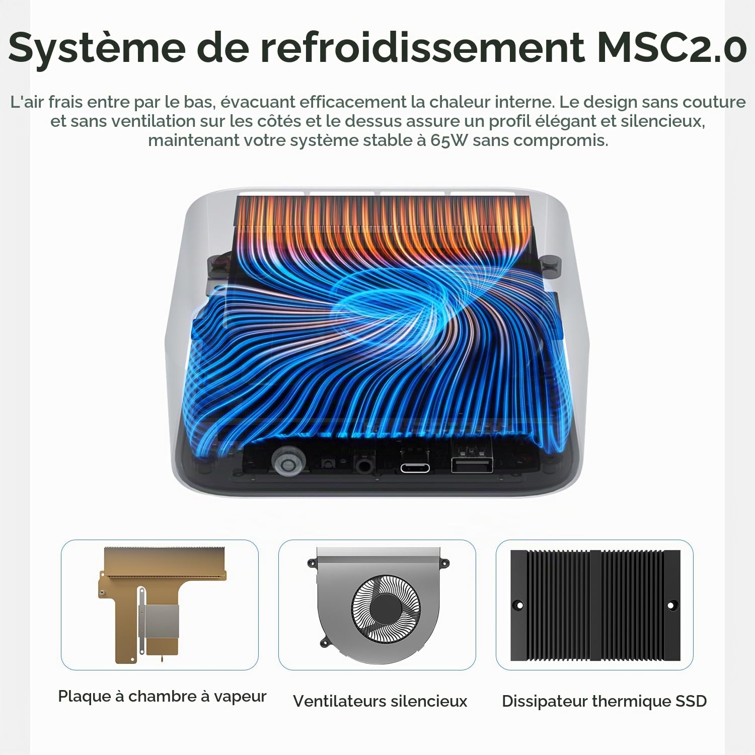 Beelink SER9 Max Mini PC, AMD Ryzen R7 260 (8C/16T jusqu'à 5.1 GHz), 64 Go de RAM DDR5, 1 to SSD, Mini-Ordinateur 4K à 240 Hz, Triple écran HDMI/DP/USB 4, BT5.2, Wi-FI 6, LAN 10 Gbps
