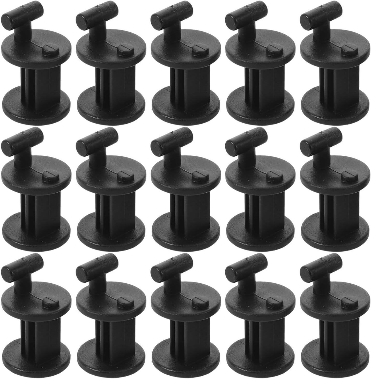 15pcs Black Plastic Pegboard Hooks Set with High Weightbearing Design and Adaptive Organization, Multi-Purpose Round Hangers for Home Garages and Kitchens