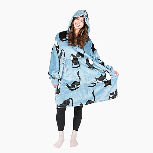 Tirrinia Wearable Blanket Oversized Hoodie for Adults, All Patterns Fleece Sweatshirt Blanke, as Warm & Funny Gifts for Men Women Mom Dad Girlfriend, One Size Fits All