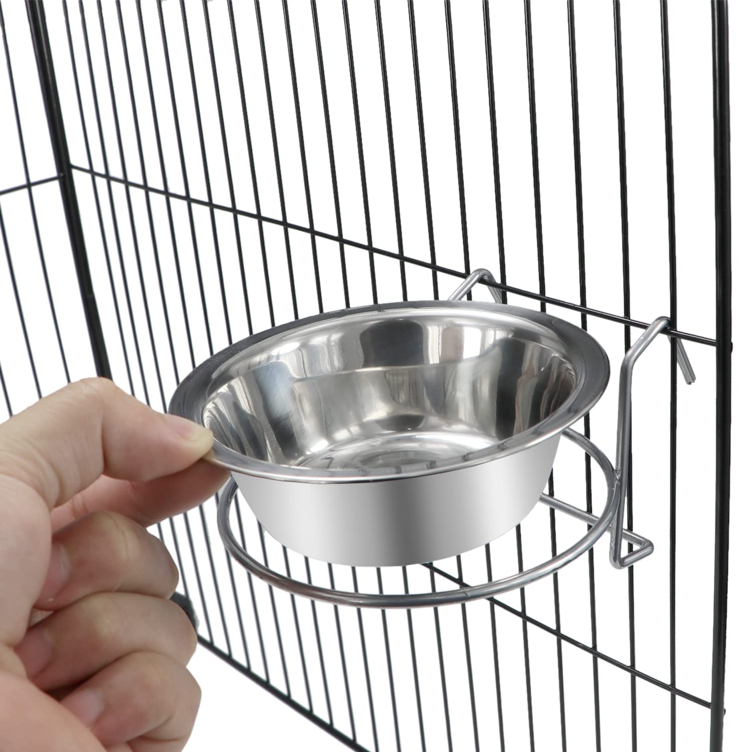 Wontee Pet Bowl Stainless Steel Hanging Food Water Bowls Bird Cage Feeder for Birds, Parrots, Small Sized Dogs and Cats (S) - image 6