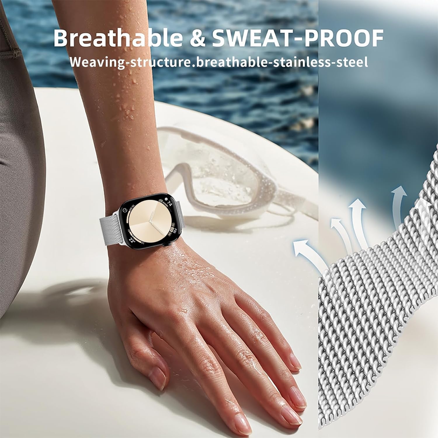 Magnetic Milanese Loop Stainless Steel Band 44mm 45mm 46mm 49mm image 3