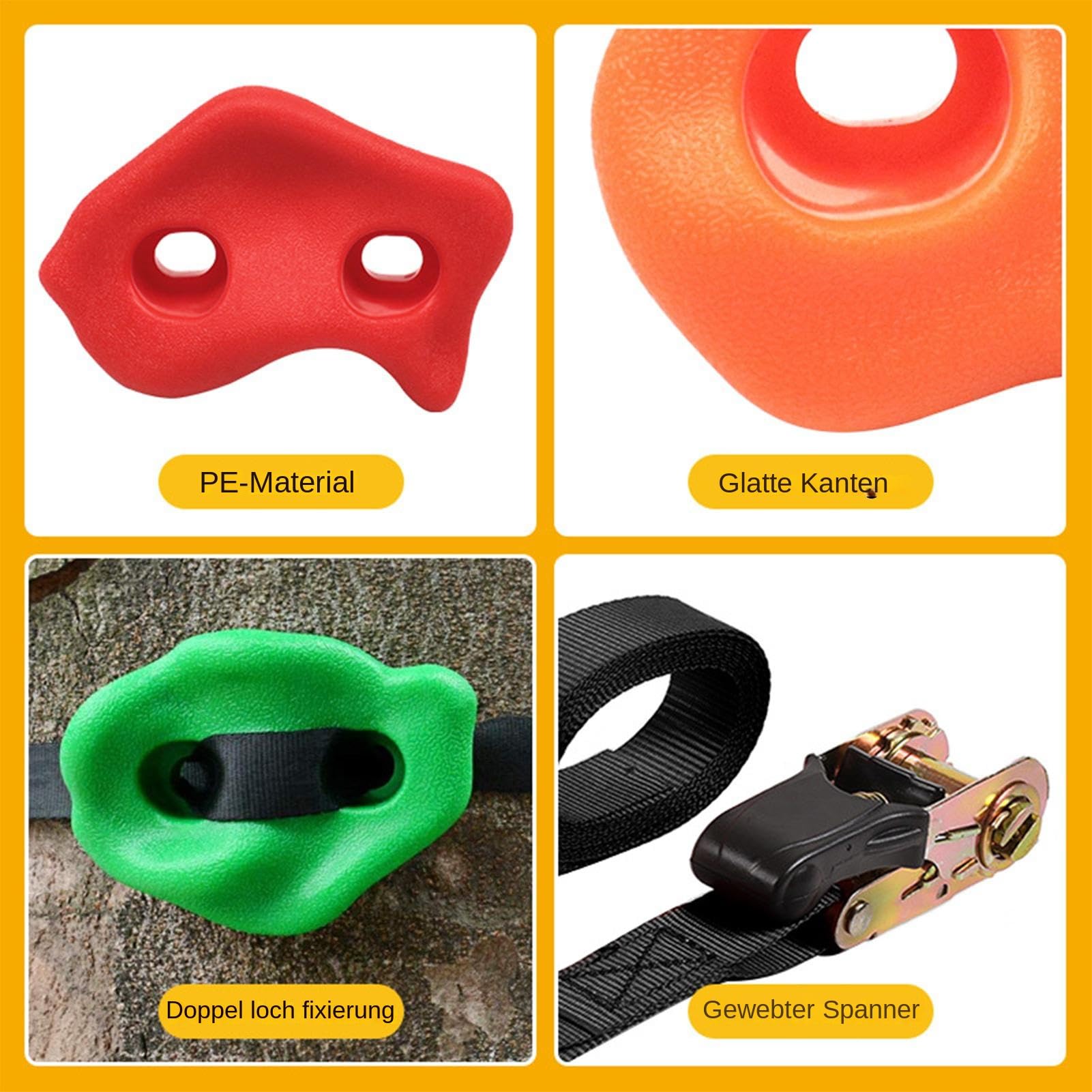 Presas De Escalada En Árboles Accesorio para juegos infantiles y práctica | Agarres de mano para escalada Niños Jóvenes Chicos Chicas Patio Parque Exterior Juegos Camping Hogar Jardín Aire