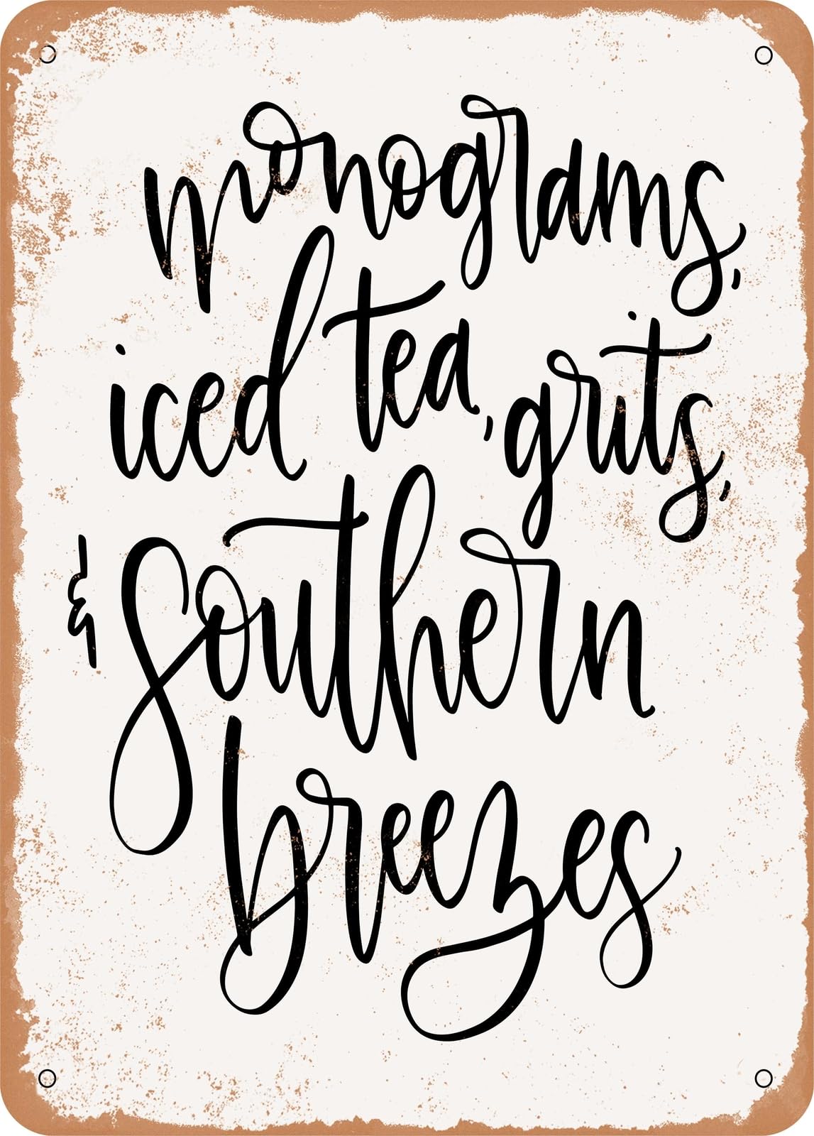 Miaomansenstore Metal Sign - Monograms Southern Breezes - Vintage Look Home Decor