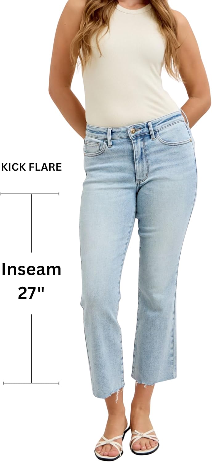 Judy Blue Mid Rise Light Wash Kick Flare, Inseam 27" - Image 2
