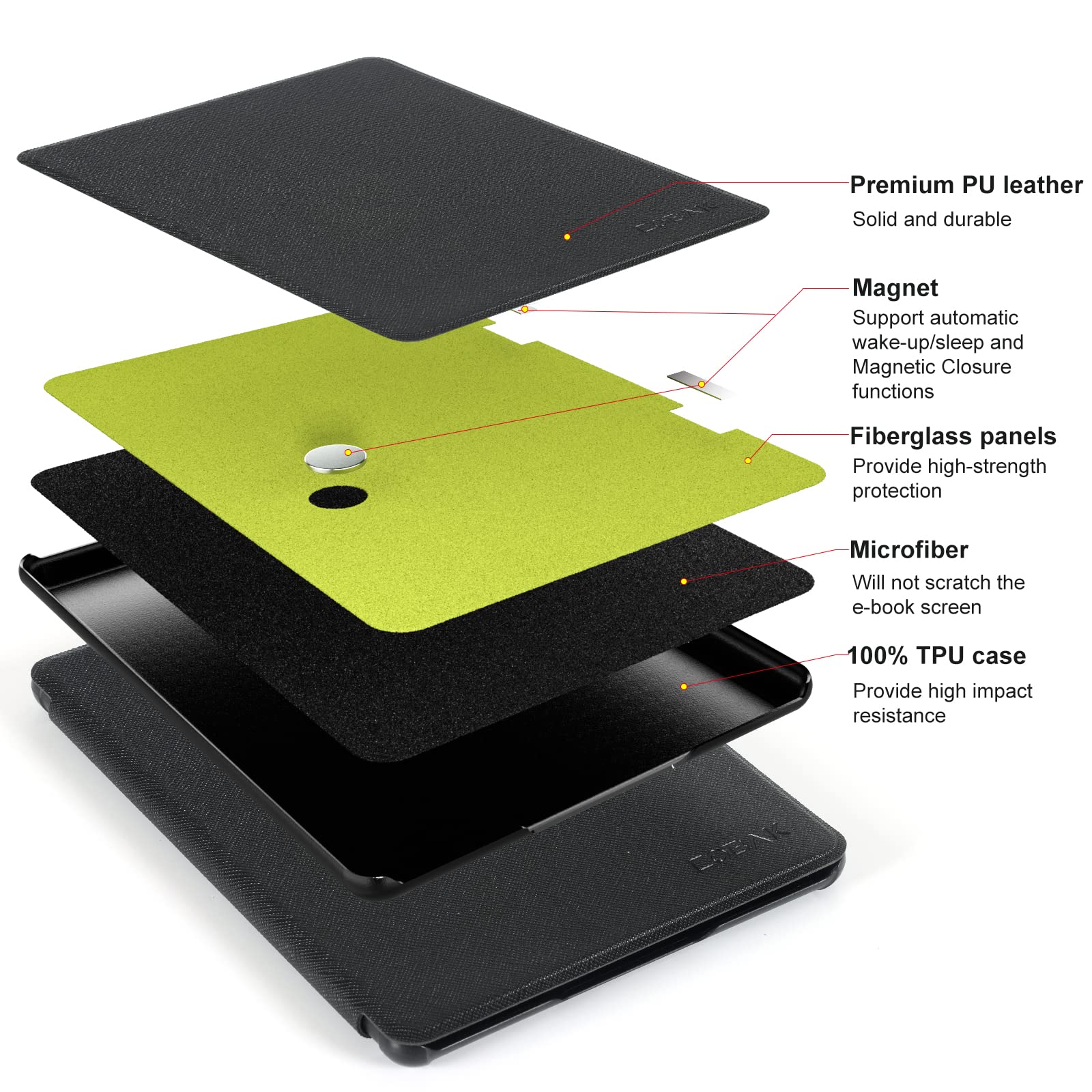 CoBak Etui Case for 6,8" Kindle Paperwhite (11. Generation - 2021) i Kindle Paperwhite Signature Edition - najcieńszy i najlżejszy pokrowiec ochronny z funkcją Auto Sleep/Wake, Czarne
