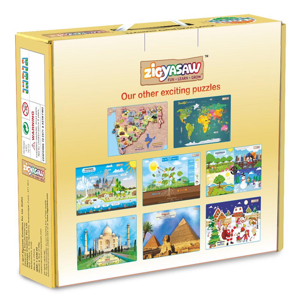 Zigyasaw Map of India & States Premium Giant Cardboard Floor Puzzle Game for 5 Years+ Old Kids| Puzzle Size 36 Inches x 24 Inches When Assembled | Pre School Game Equipment 3