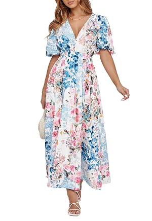 Womens Summer Floral Maxi Dress Spring Wedding Guest Dress 2026