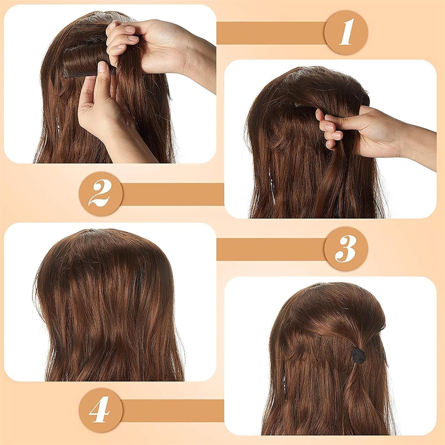 Light Brown Invisible Hair Pad, Bump Up Comb Clip Bun - Image 2