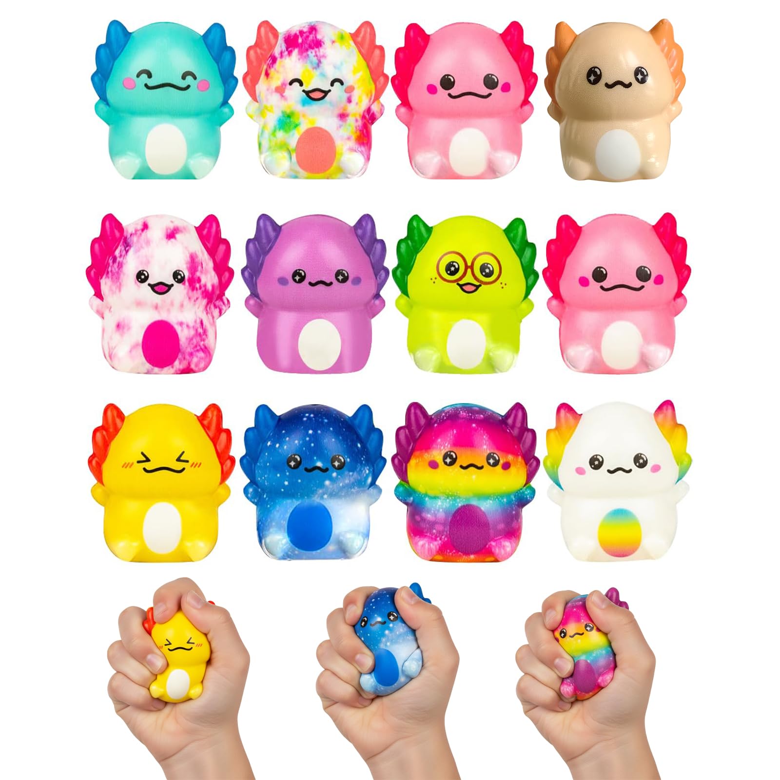 Photo 1 of 12PC Axolotl Squishy Toys – Soft Slow Rising Stress Relief Sensory Fidget Toys for Kids Girls – Classroom Rewards, Birthday Party Favors, Treasure Box Prizes