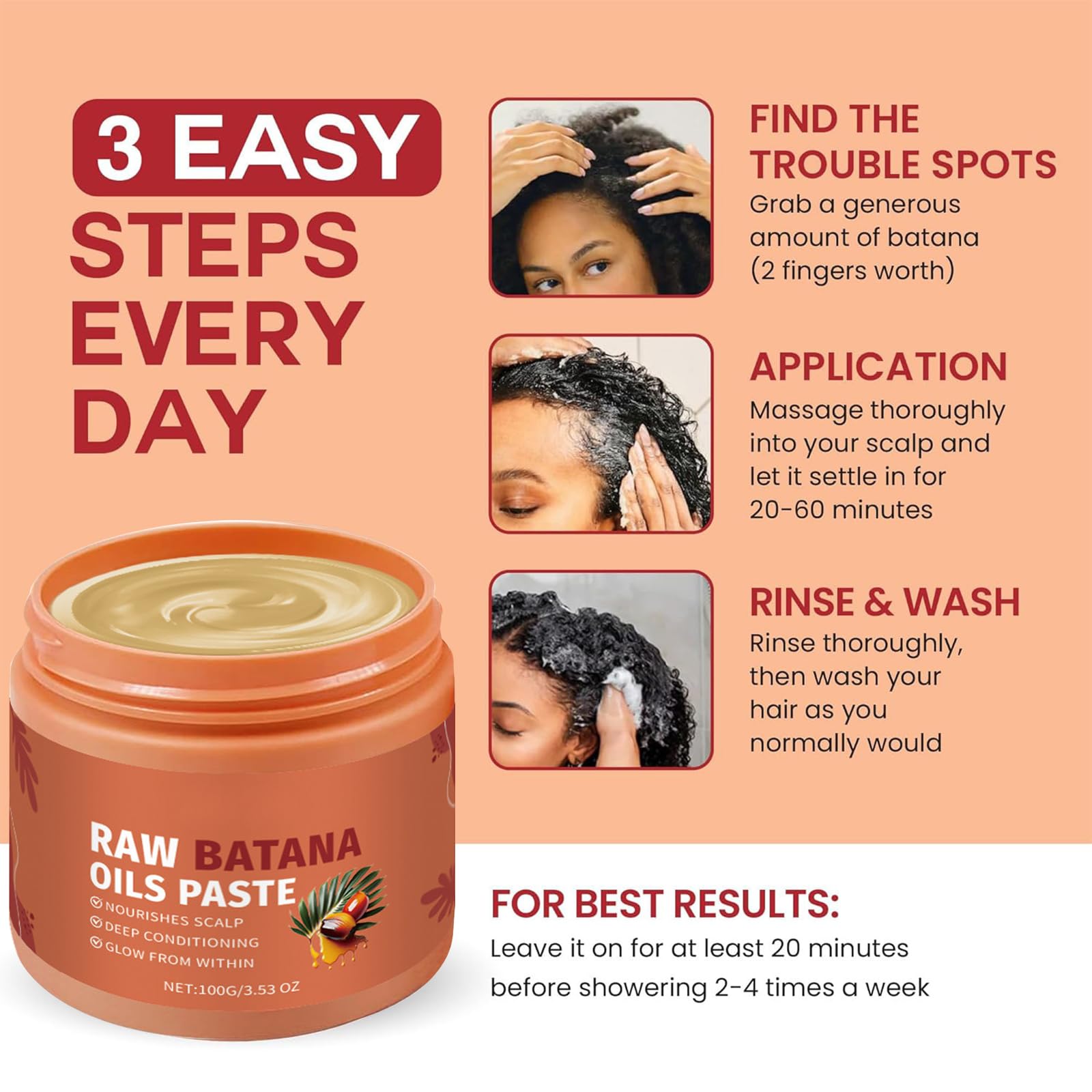 Raw Batana Oil Paste 100g, Organic Batana Hair Oil for Hair Growth - Image 2