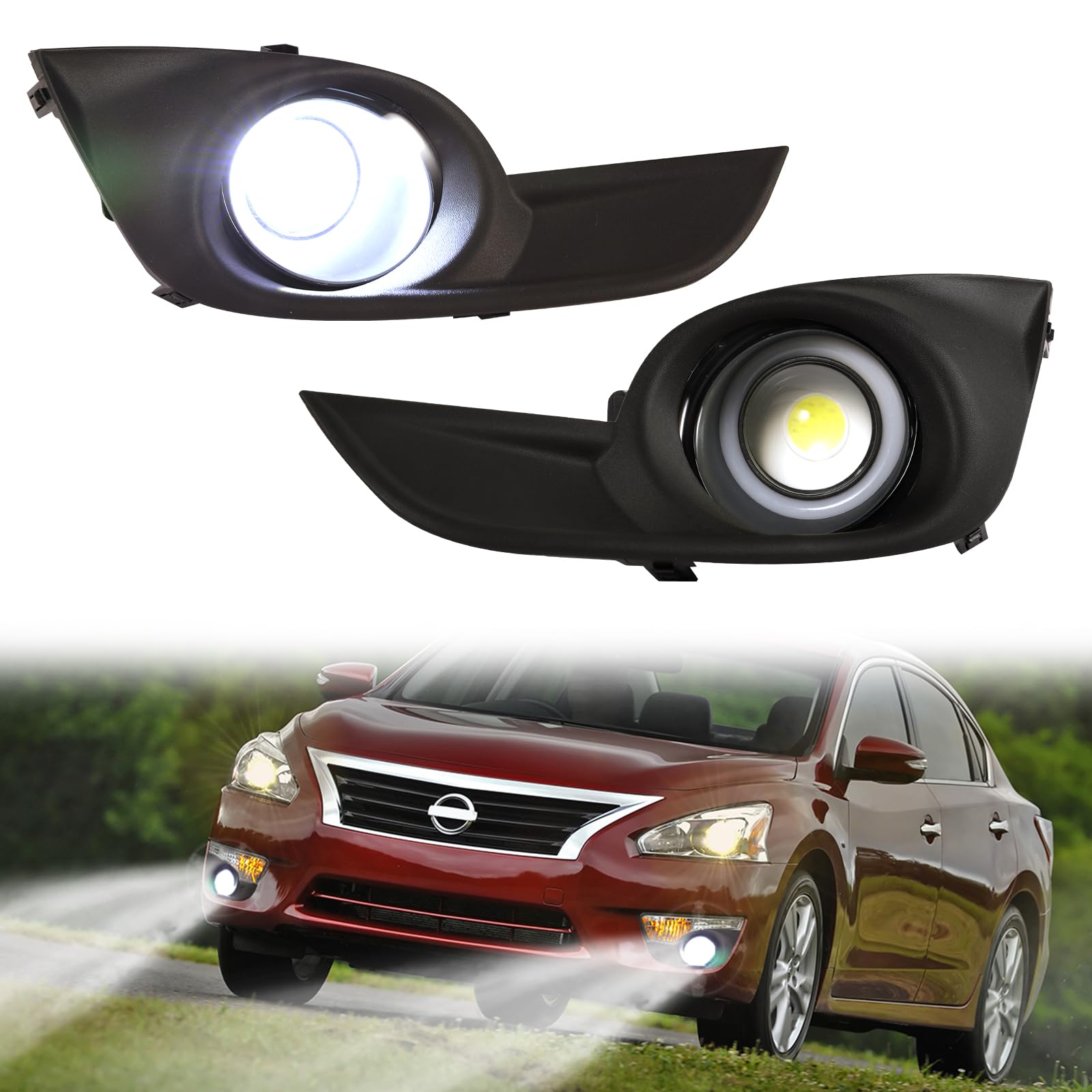 Led Fog Lights Fit for 2013 2014 2015 Nissan Altima Sedan 4Door Led Daytime Running Lights Altima Fog light Lamps Assembly (2015Altima-Fog-Led)