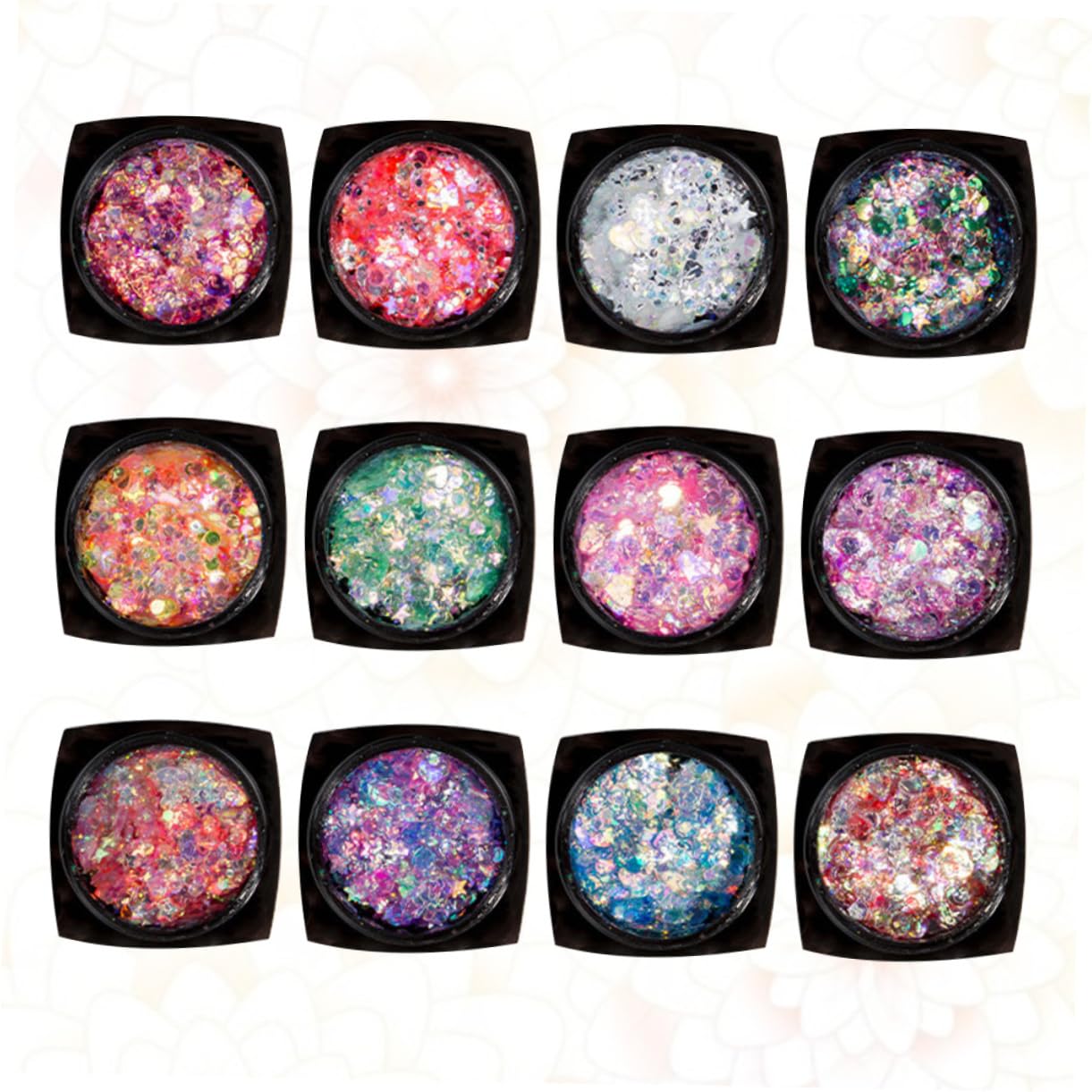 Didiseaon Set Da 3 Pezzi - Set Per Il Corpo Con Paillettes A 12 Colori Glitter Per Il Trucco Paillettes Gel Per Il Viso Nail Art Illuminante Per Occasioni Speciali