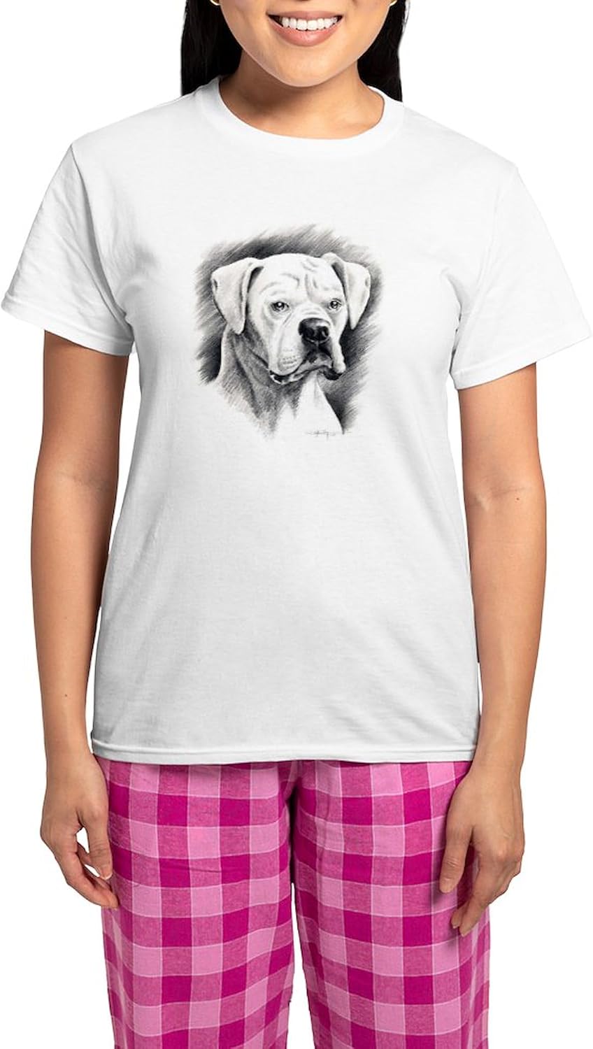 CafePress Beautiful White Boxer Women's Light Pajamas Women's Novelty Cotton Pajama Set, Comfortable PJ Sleepwear