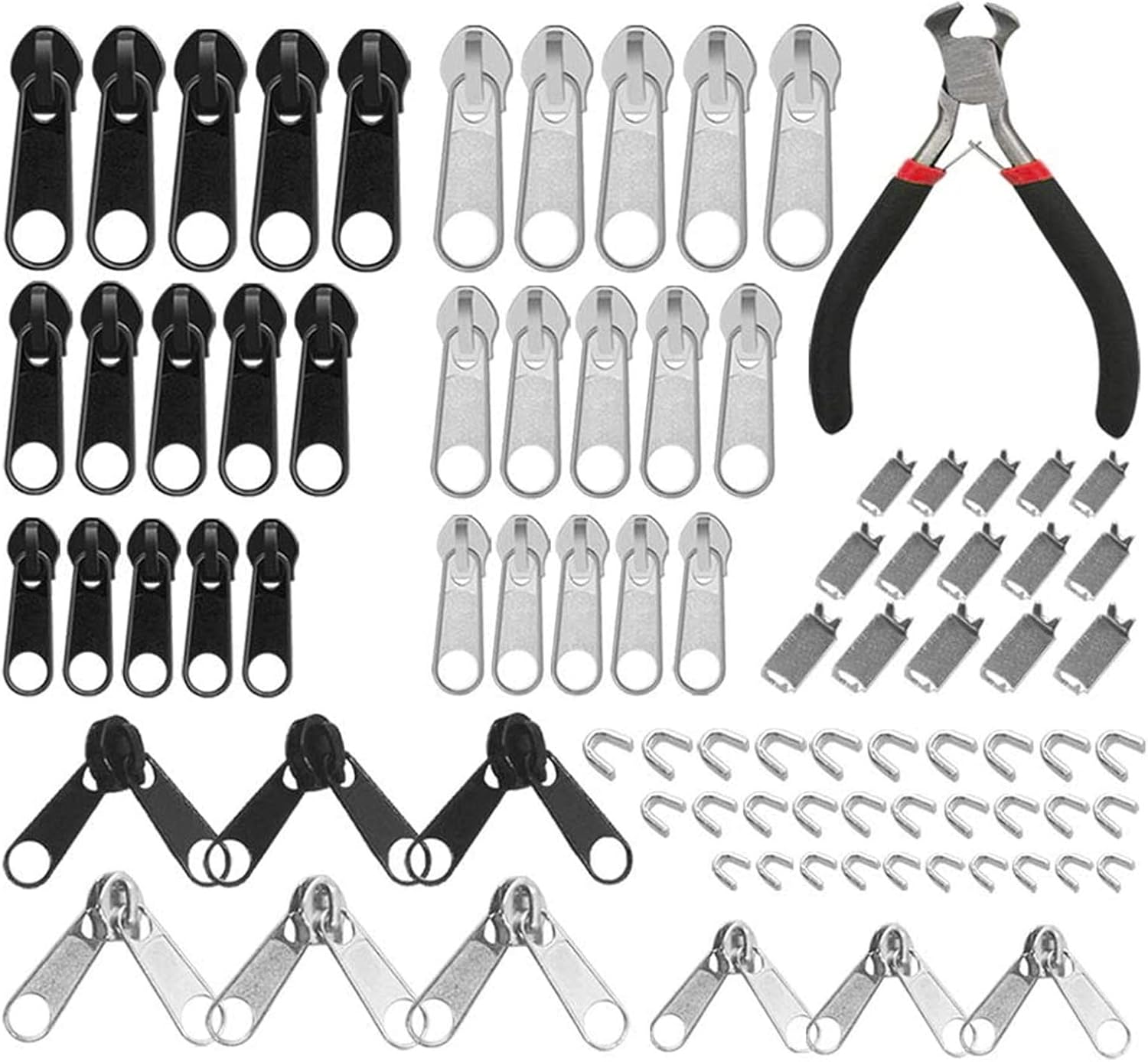 130 Pieces Zipper Repair Kit Zipper Replacement with Zipper Install