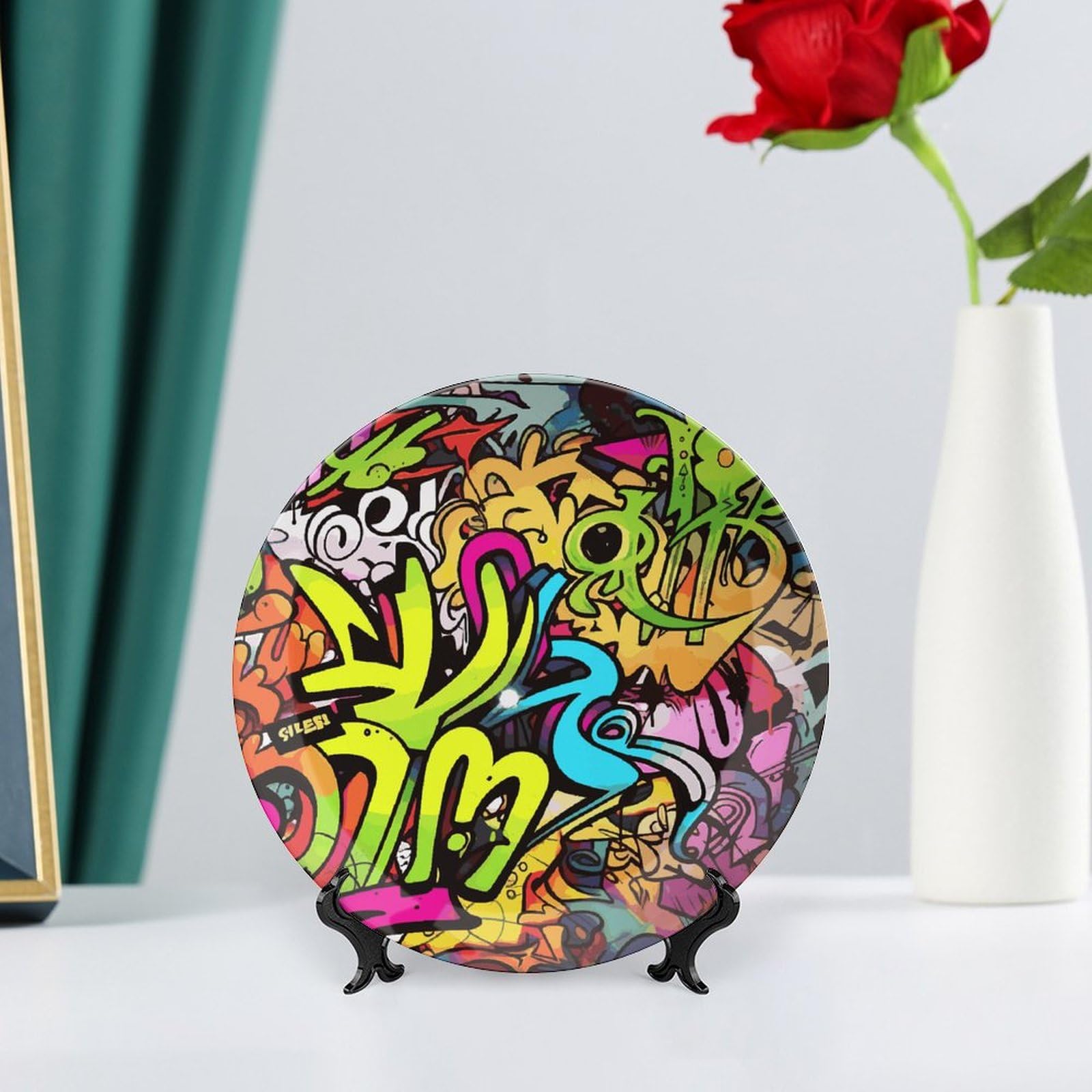 陶板ア一卜 Amazon.com | BTCOWZRV Graffiti Drawing Ceramic Decorative Plate